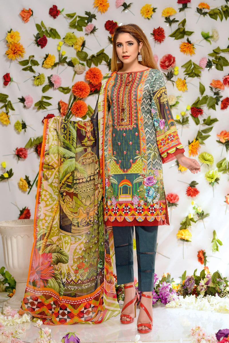 Soraya - Digital Printed and Embroidered Lawn 3PC