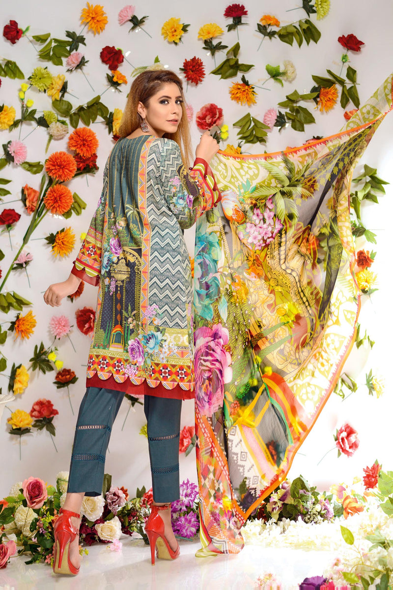 Soraya - Digital Printed and Embroidered Lawn 3PC