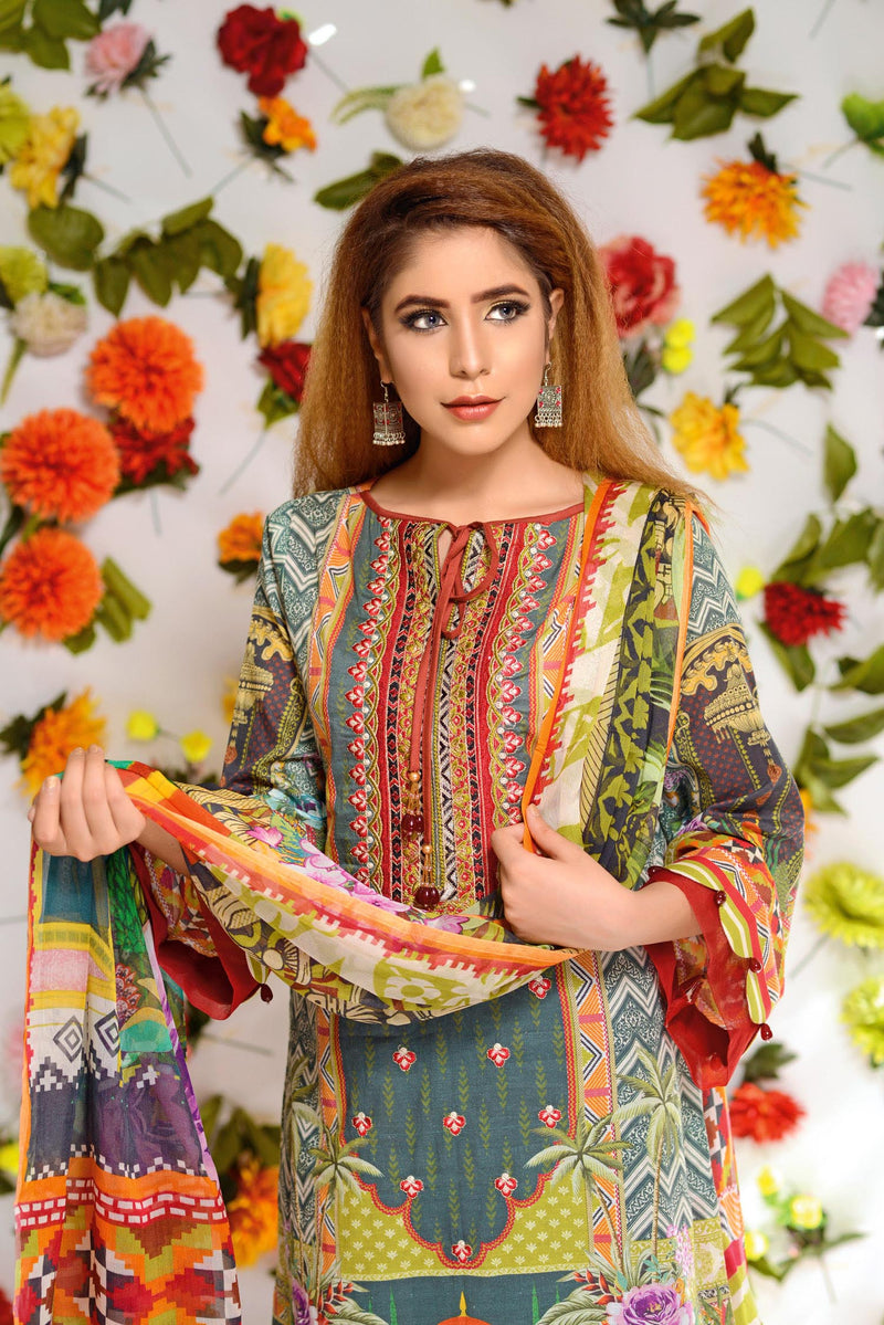 Soraya - Digital Printed and Embroidered Lawn 3PC