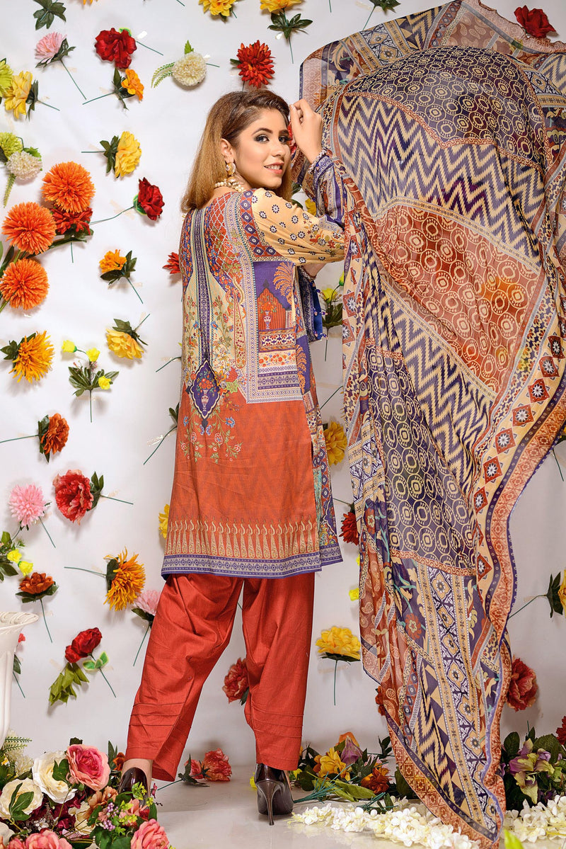Tinley - Digital Printed and Embroidered Lawn 3PC