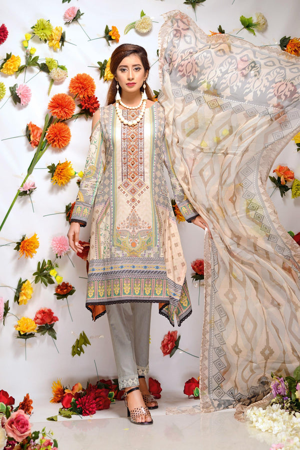 Averly - Digital Printed and Embroidered Lawn 3PC