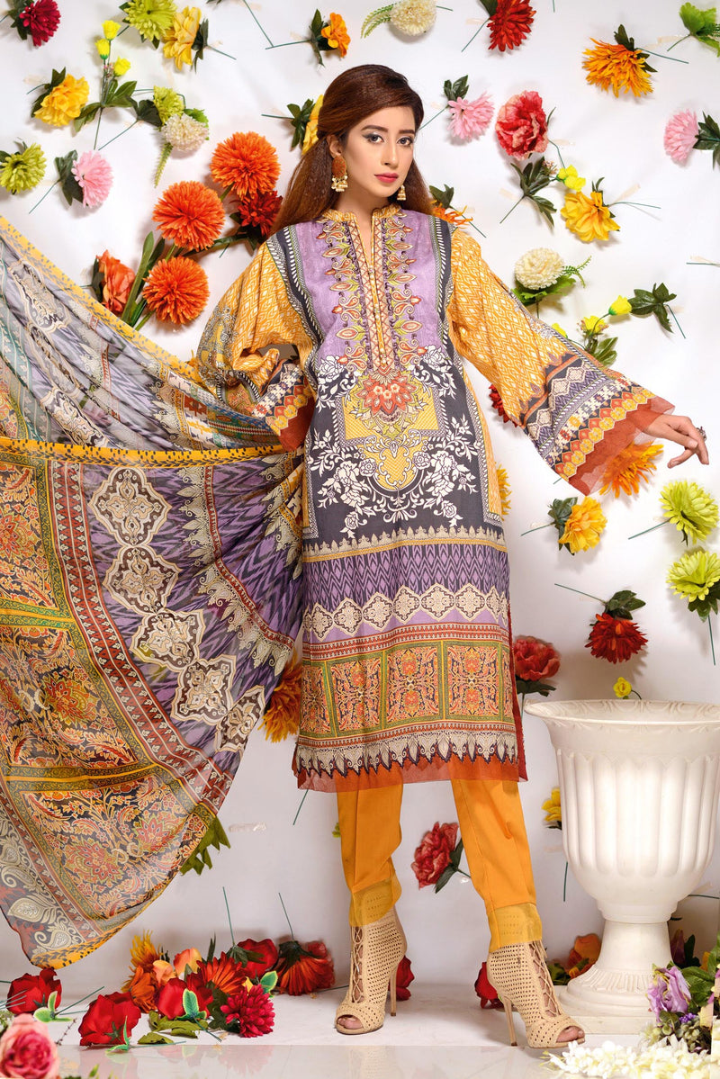 Winona - Digital Printed and Embroidered Lawn 3PC