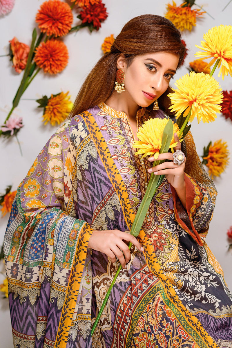 Winona - Digital Printed and Embroidered Lawn 3PC