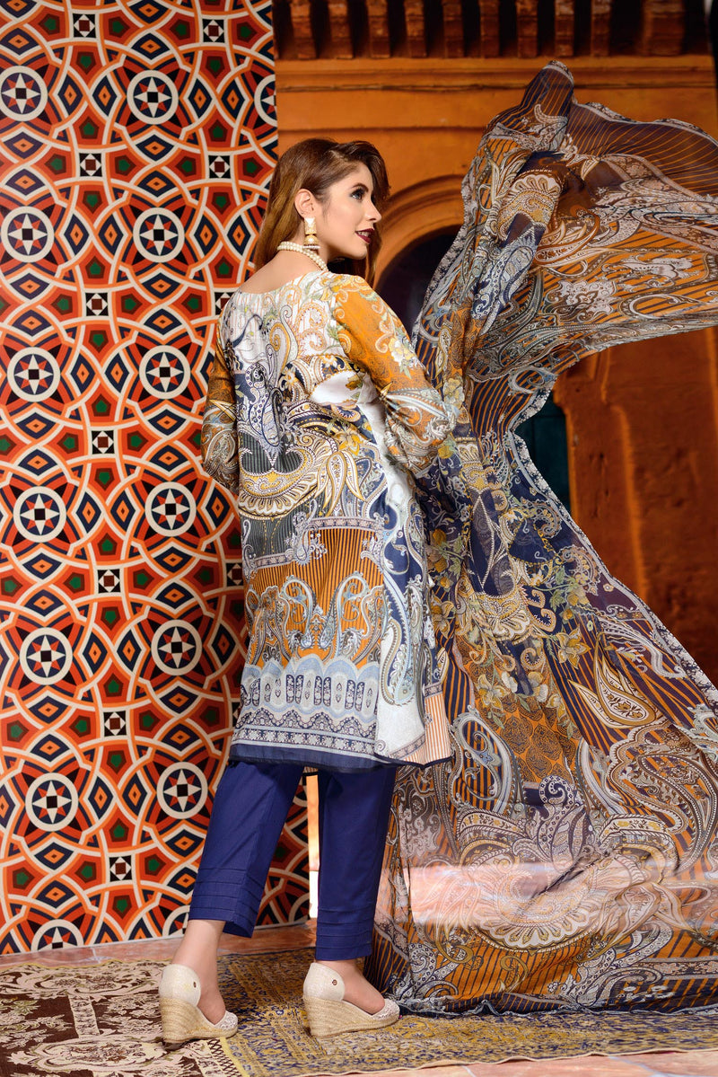 Anwyn - Digital Printed and Embroidered Lawn 3PC