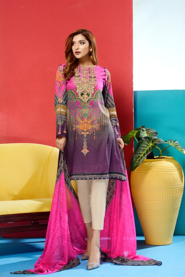 Cleo - Digital Printed and Embroidered Lawn