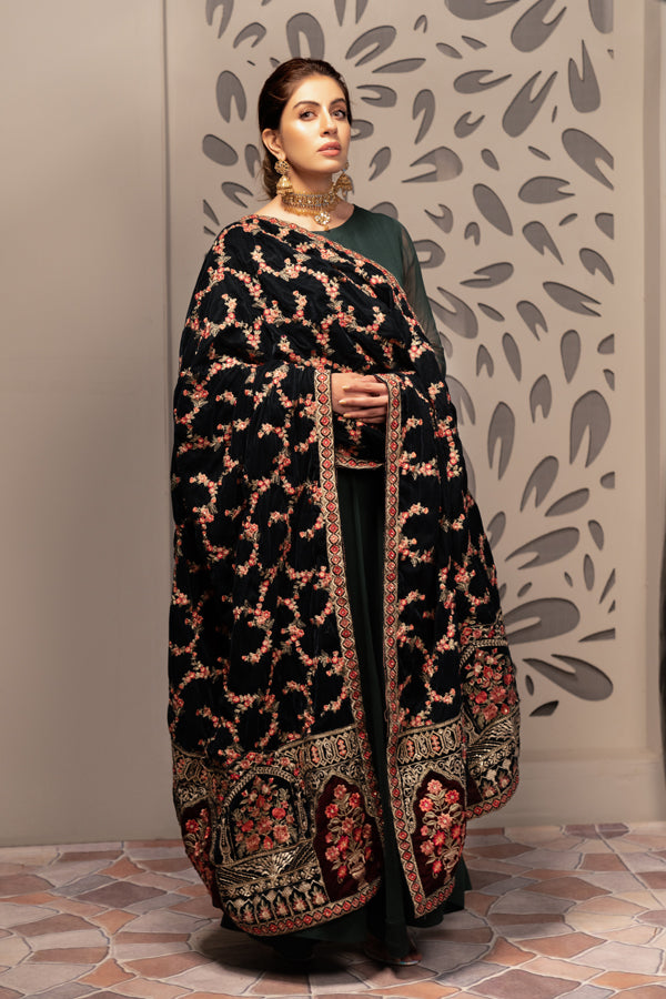 Cinder - Embroidered Velvet Shawl