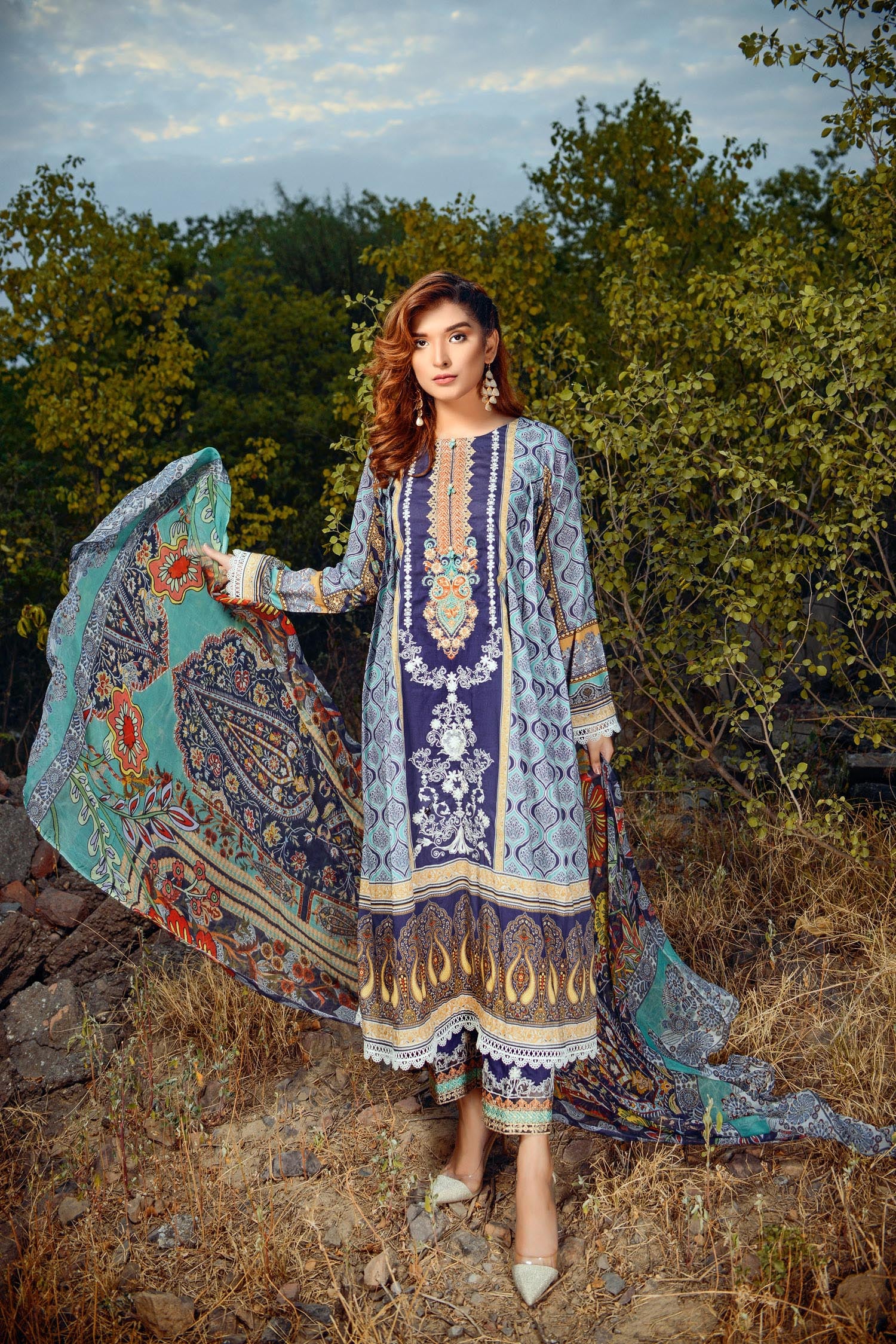 Elain - Digital Printed and Embroidered Lawn 3PC