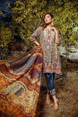 Cadoc - Digital Printed and Embroidered Lawn 3PC