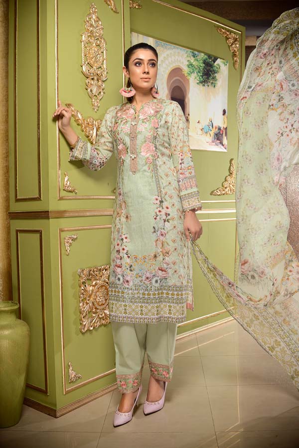 ALLIUM ROSEUM – DIGITAL EMBROIDERED LAWN 3 PIECE (UNSTITCH)