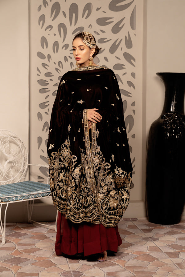 Calming - Embroidered Velvet Shawl