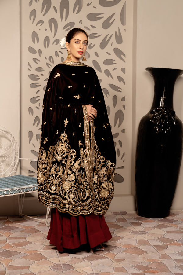 Calming - Embroidered Velvet Shawl