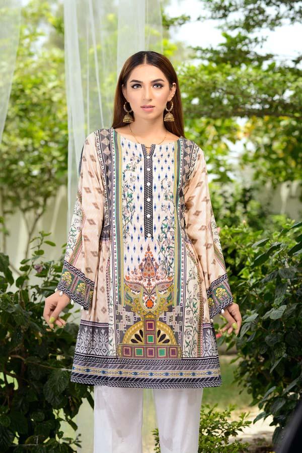 Almond - Digital Printed Unstitch Lawn Kurti