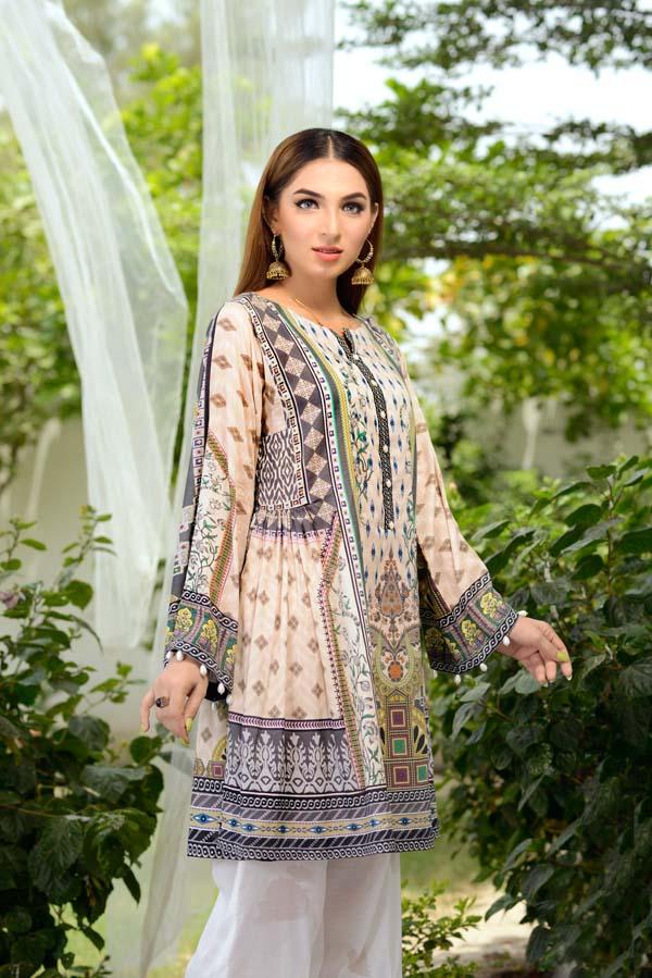 Almond - Digital Printed Unstitch Lawn Kurti
