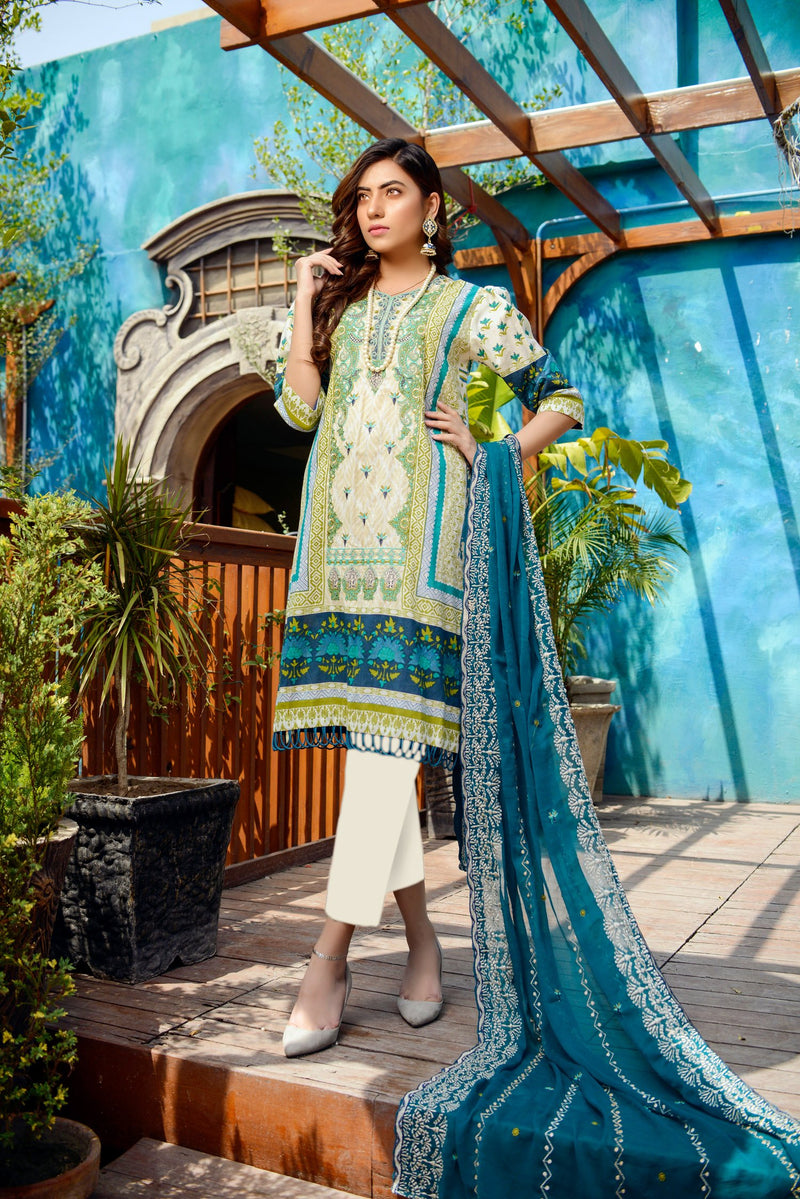 Quarry- Printed and Embroidered Lawn 3PC