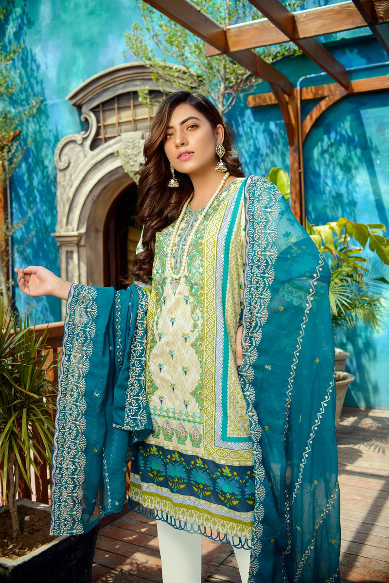 Quarry- Printed and Embroidered Lawn 3PC
