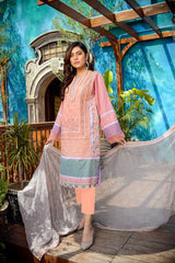 Dahlia- Printed and Embroidered Lawn 3PC