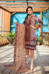 Beige - Printed and Embroidered Lawn 3PC