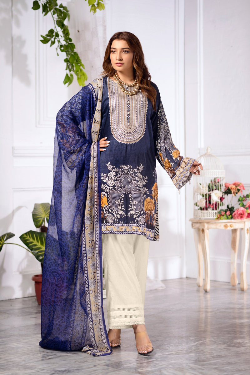 Pansy - DIGITAL PRINTED & EMBROIDERED LAWN 3PC