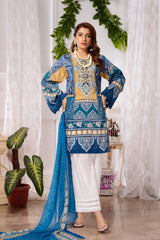 Iris  - DIGITAL PRINTED & EMBROIDERED LAWN 3PC