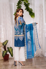 Iris  - DIGITAL PRINTED & EMBROIDERED LAWN 3PC