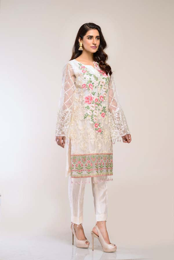 ALMOND – EMBROIDERED ORGANZA 2 PIECE (UNSTITCH)