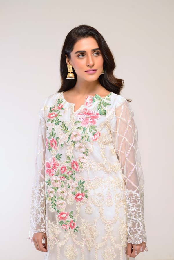ALMOND – EMBROIDERED ORGANZA 2 PIECE (UNSTITCH)