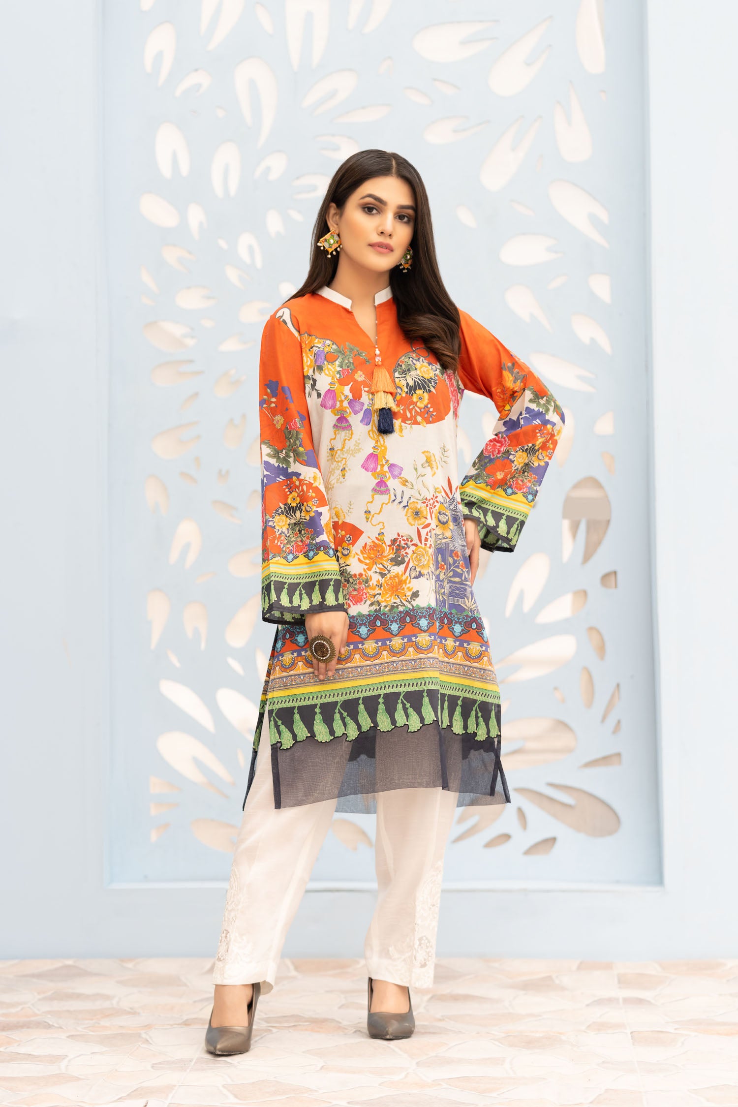 Darkil - Digital Printed Stitched Lawn Kurti