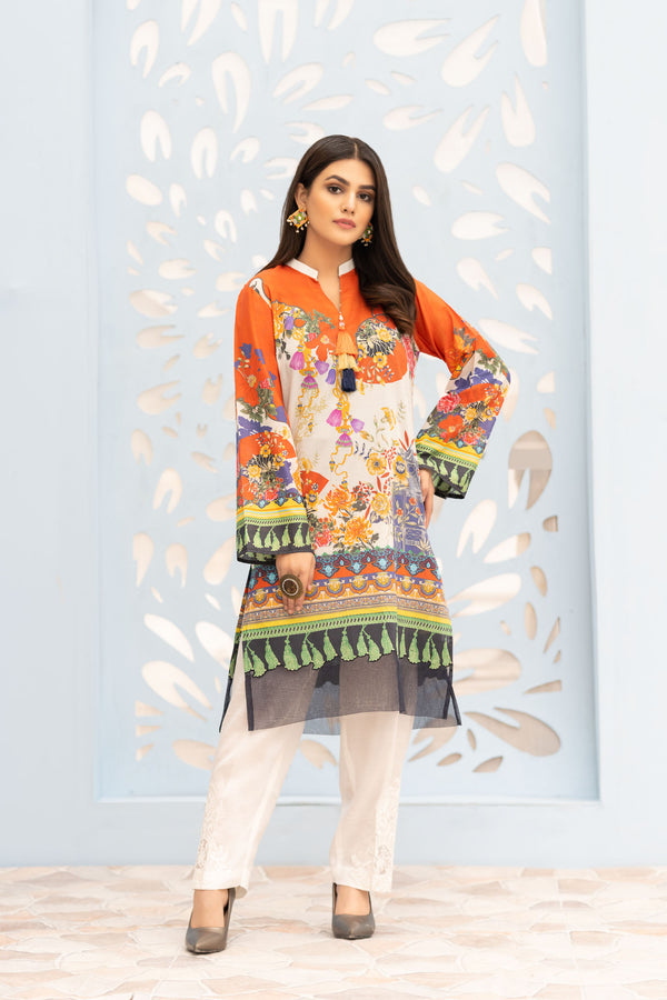 Darkil - Digital Printed Stitched Lawn Kurti