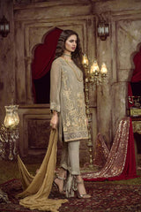 DOMINO - EMBROIDERED CHIFFON UNSTITCHED 3 PIECE