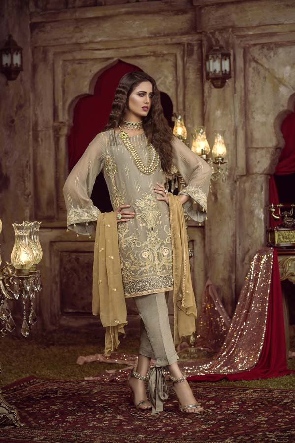 DOMINO - EMBROIDERED CHIFFON UNSTITCHED 3 PIECE