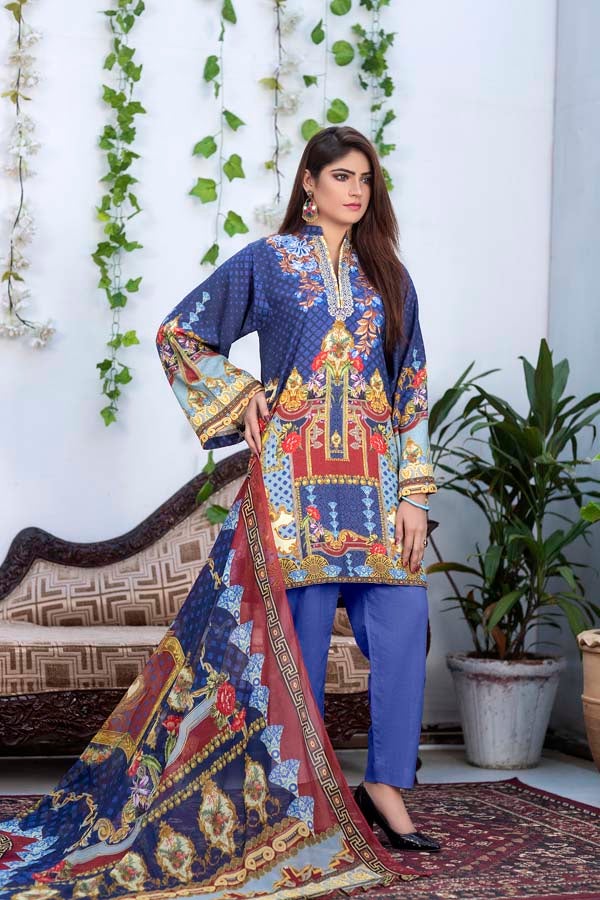 Pierce - Digital Printed & Embroidered Karandi 3PC