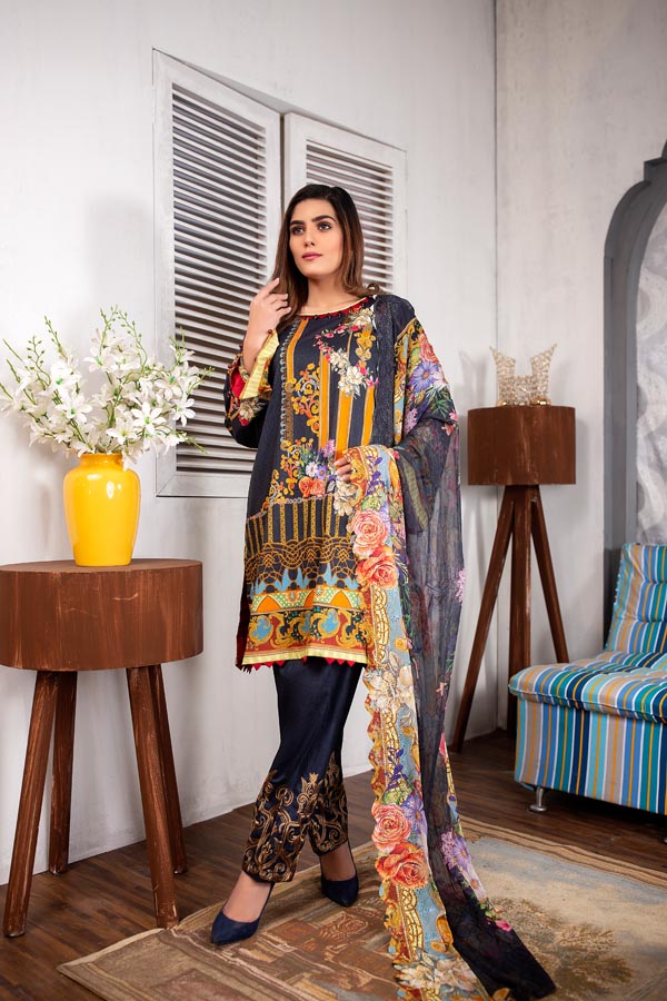 3 Piece – Printed Lawn