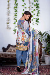 Azure - Digital Printed & Embroidered Karandi 3PC