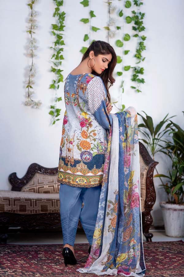Azure - Digital Printed & Embroidered Karandi 3PC