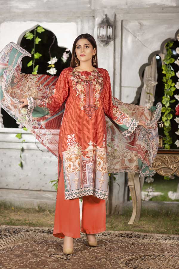 Rouge - Digital Printed & Embroidered Viscose