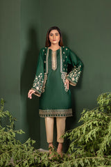Dark Green - Embroidered Lawn Stitch Shirt
