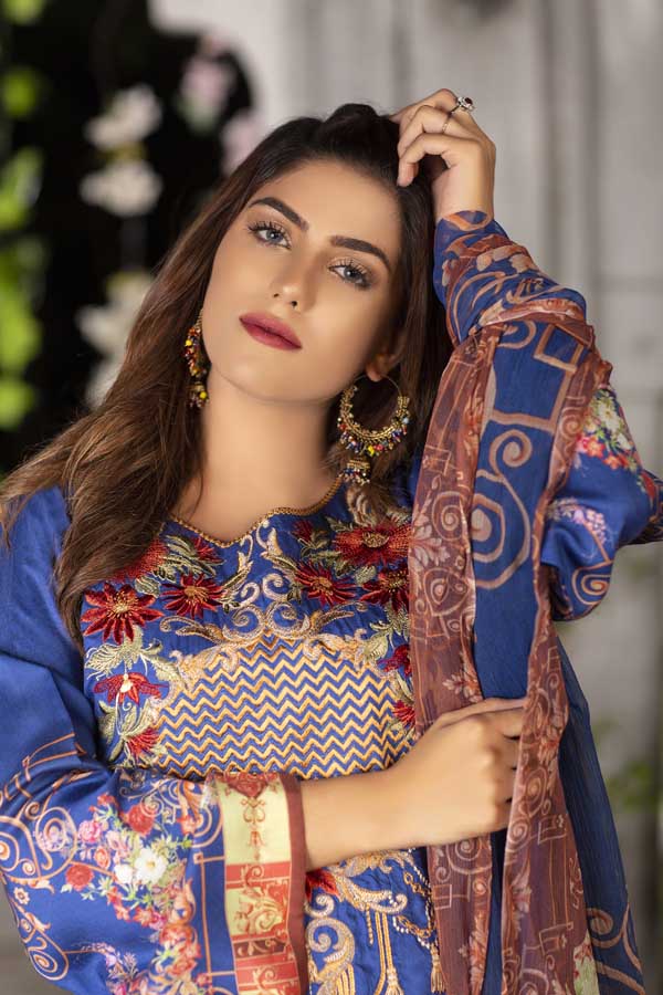 Admiral - Digital Printed & Embroidered Viscose