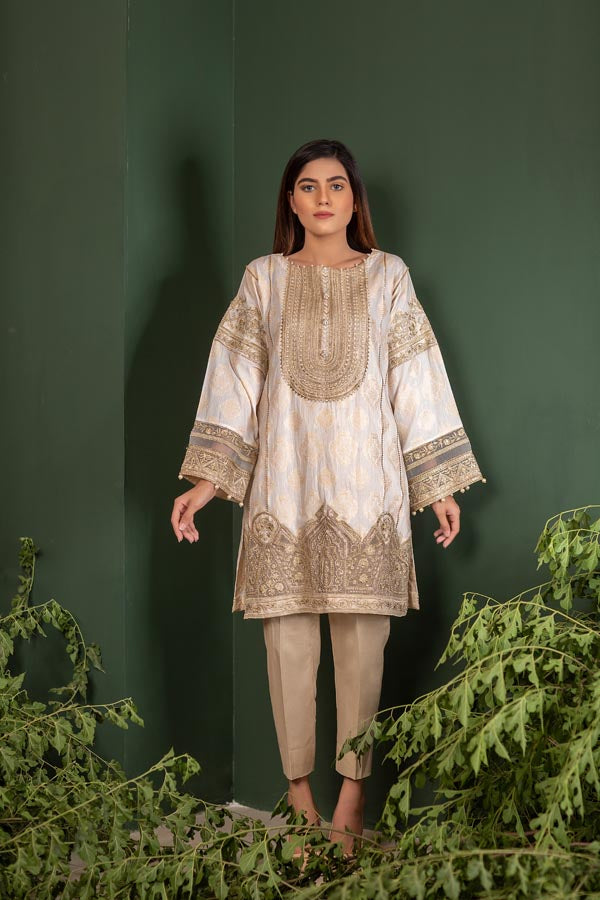 Sandcastle - Jacquard Embroidered Unstitch 2 Piece