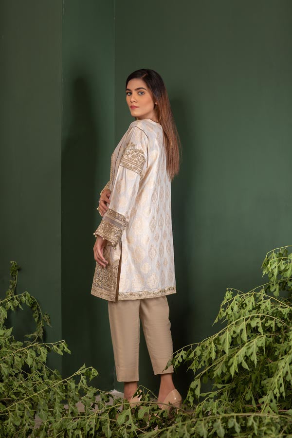 Sandcastle - Jacquard Embroidered Unstitch 2 Piece