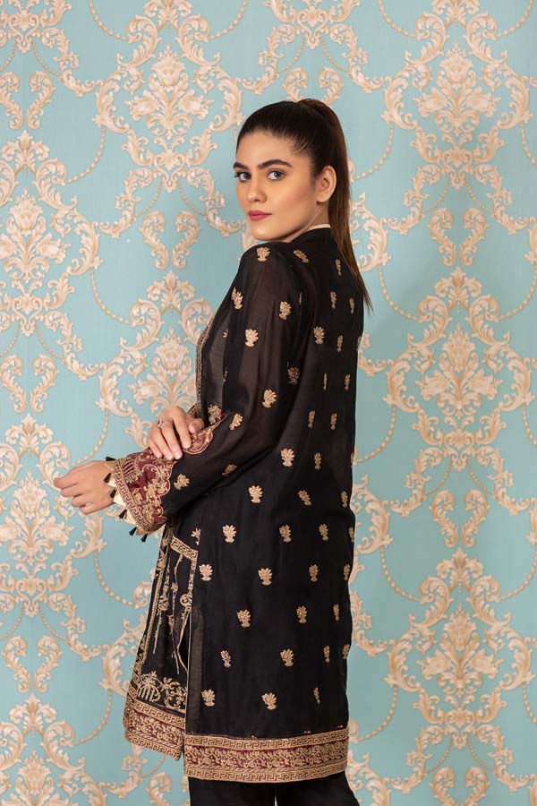 Black Bloom - Stitched Embroidered Swiss Shirt