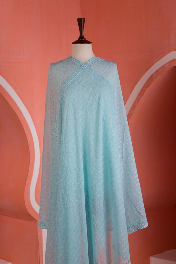 Baby Blue - Chikankeri Chiffon Dupatta