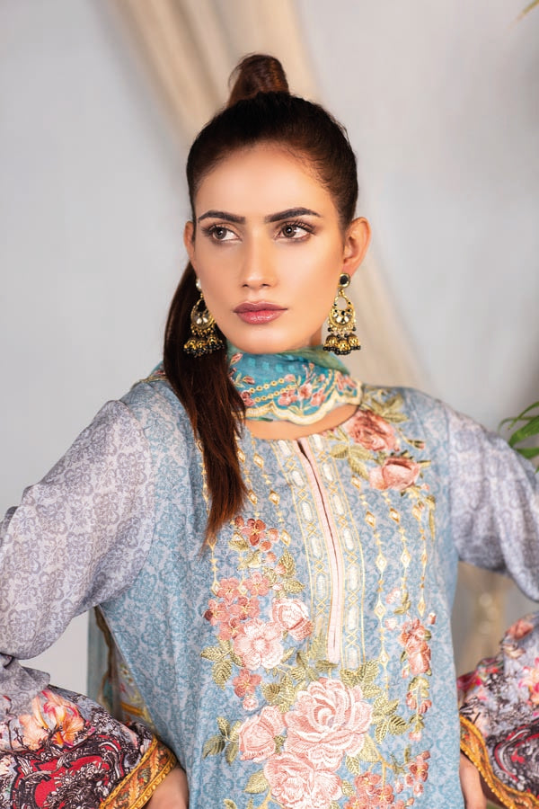 Arctic - Digital Embroidered Karandi