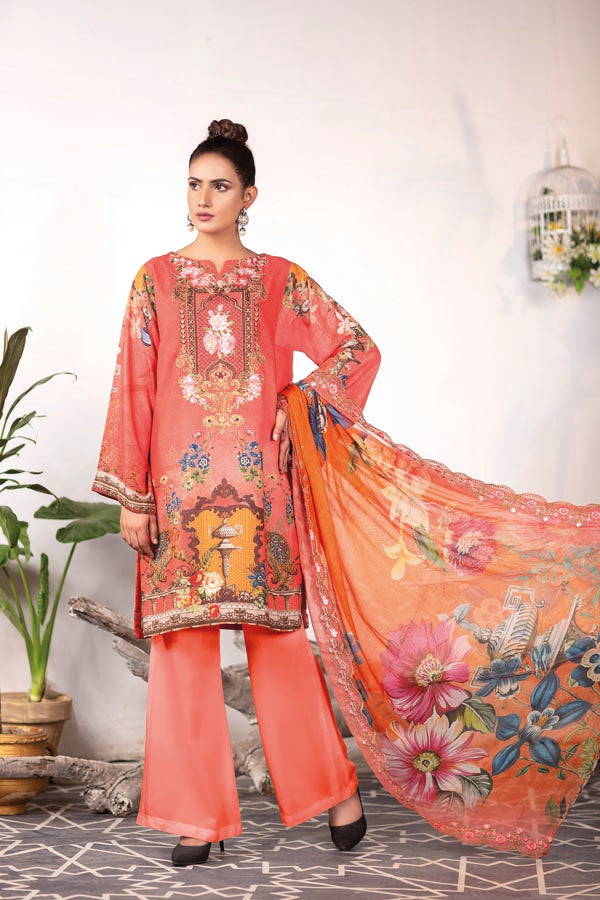 Promegranate - Digital Embroidered Karandi