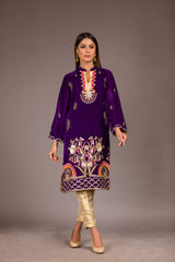 Pile - Embroidered Velvet Unstitch Kurti