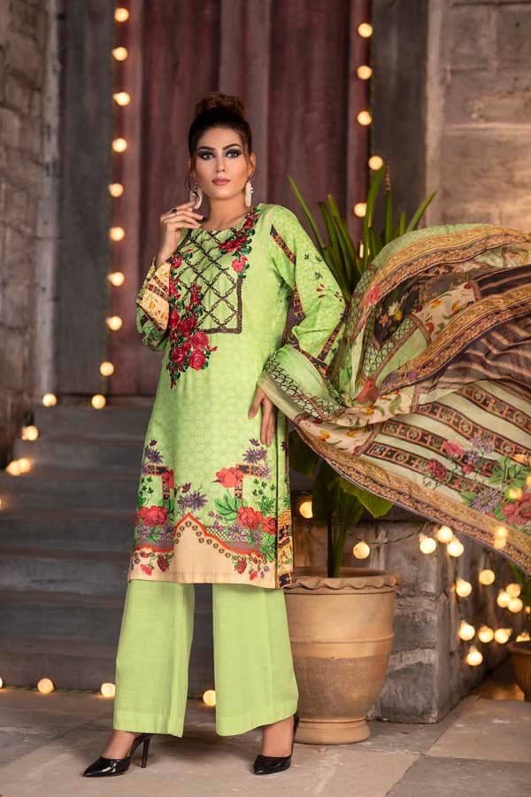 Spring Frost - DIGITAL PRINTED & EMBROIDERED KARANDI 3PC