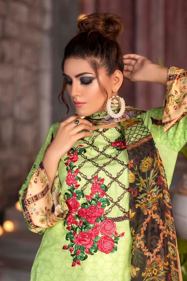 Spring Frost - DIGITAL PRINTED & EMBROIDERED KARANDI 3PC