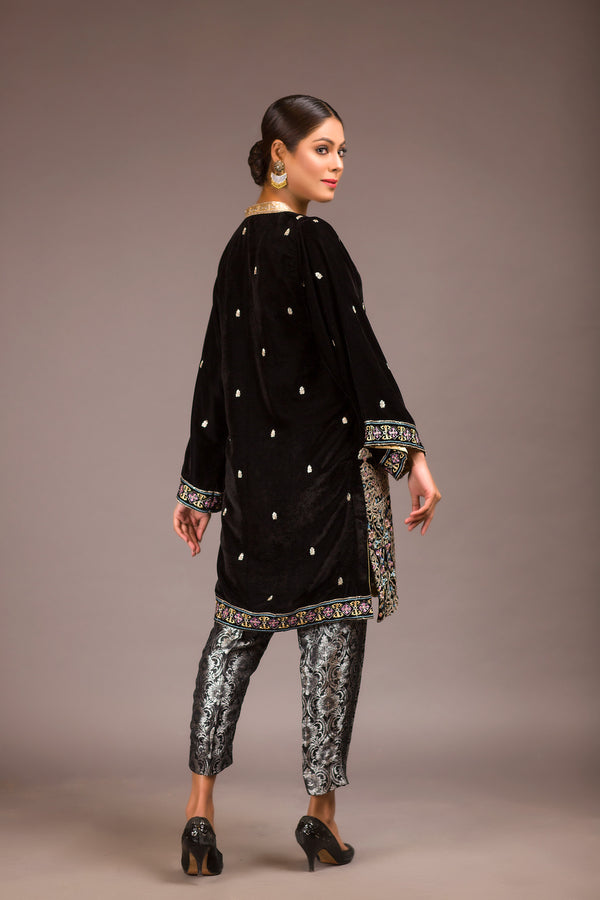 Zest - Embroidered Velvet Unstitch Kurti