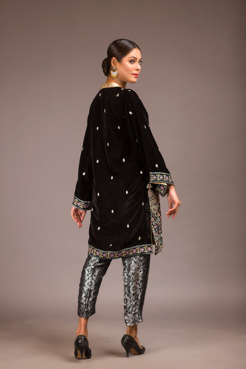 Zest - Embroidered Velvet Unstitch Kurti