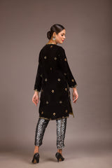 Goldlid - Embroidered Velvet Unstitch Kurti