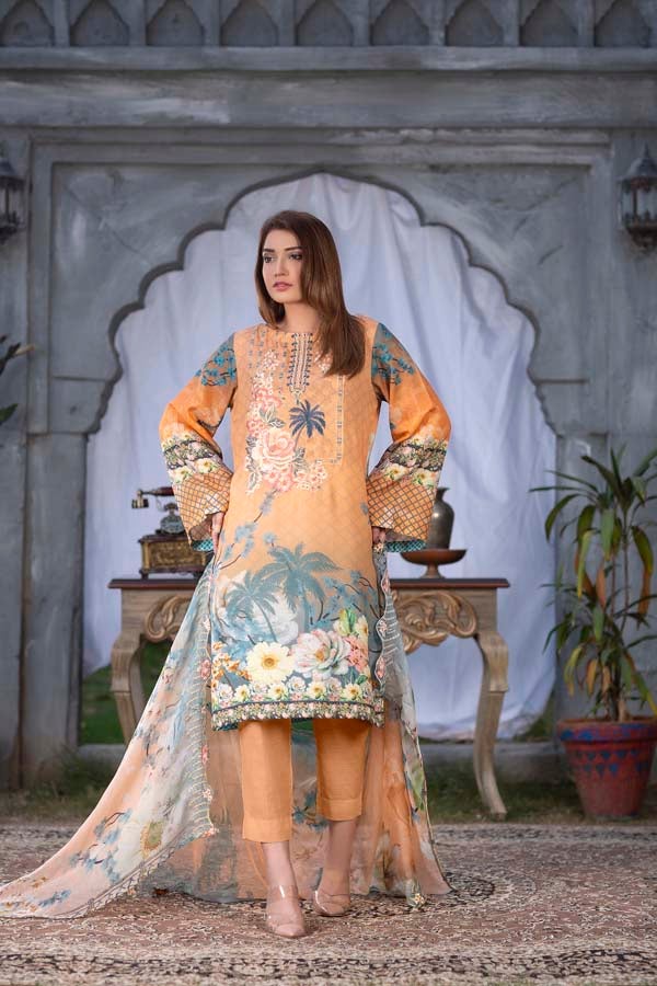 Golden Sand Digital Printed & Embroidered Karandi 3PC